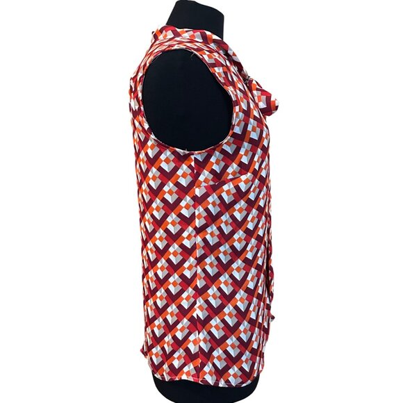 Worthington Brand Geometric Blouse Cap Sleeve 100% Polyester Women's Size S - Picture 4 of 11